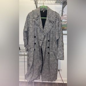 Free people black and white houndstooth pea coat